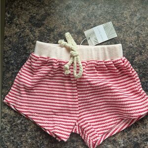 Forever French baby girl Red and White Striped Knit Shorts